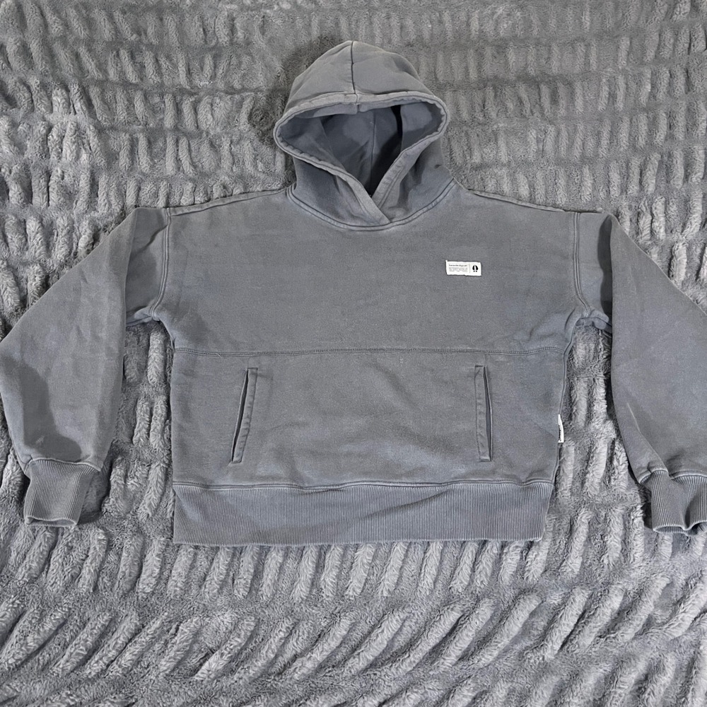 Bearded Goat Mens Small Gray Pullover Hoodie Sweatshirt Boxy Fit Gorpcore